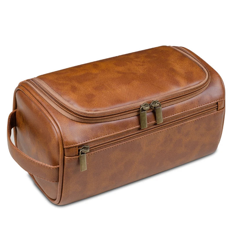 Premium Leather Travel Toiletry Kit Bag