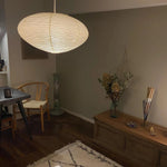 Handmade Rice Paper Sphere Pendant Lamp for Dining Room & Bedroom | Sculptural Ceiling Fixture with Adjustable Cord | E26 Edison Bulb Compat