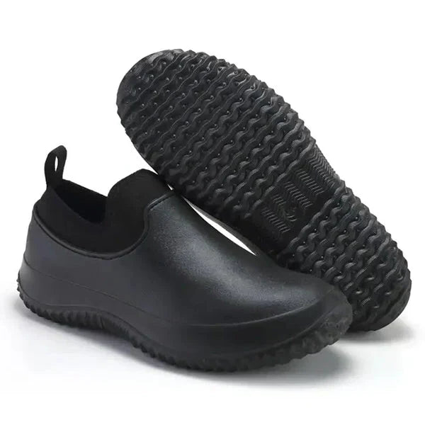 Men's Slip-On Safety Shoes Water-Resistant Non-Slip Work Footwear for Kitchen Restaurant Construction Outdoor Jobs