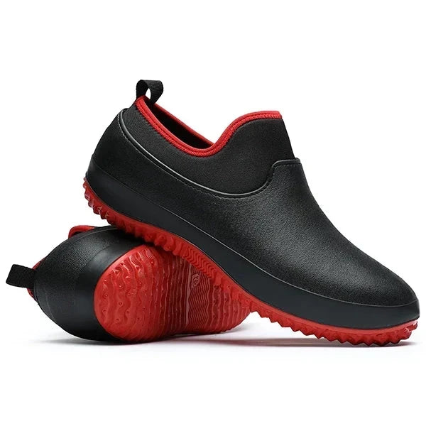 Men's Slip-On Safety Shoes Water-Resistant Non-Slip Work Footwear for Kitchen Restaurant Construction Outdoor Jobs