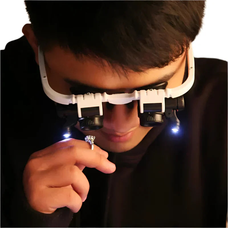 Wearclo | Magnifying Glass with Light & Interchangeable Lenses | 8x, 15x, 23x Magnification for Precision Viewing