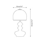 Wooden Desk Lamp with Amber Glass Shade 10 in × 20 in for Nightstand Bedroom Office Cozy Reading Light
