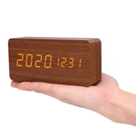 WoodSense | LED Wooden Clock with Voice Control & Adjustable Brightness | Elegant Time Display for Any Room