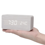 WoodSense | LED Wooden Clock with Voice Control & Adjustable Brightness | Elegant Time Display for Any Room