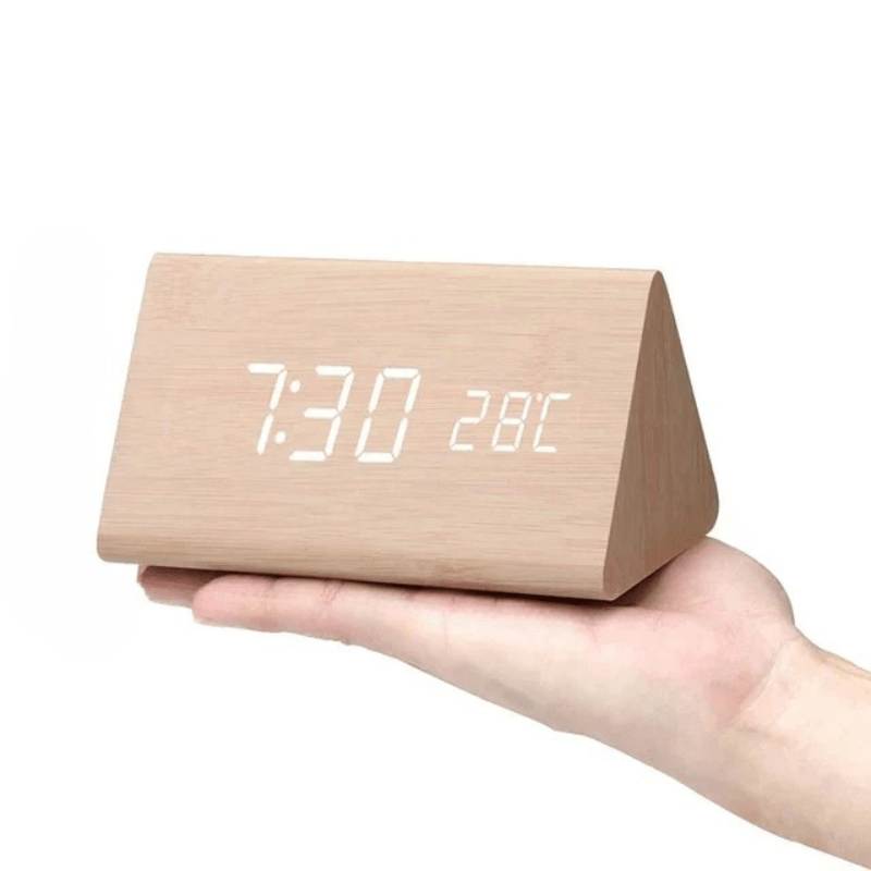 WoodSense | LED Wooden Clock with Voice Control & Adjustable Brightness | Elegant Time Display for Any Room