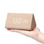 WoodSense | LED Wooden Clock with Voice Control & Adjustable Brightness | Elegant Time Display for Any Room