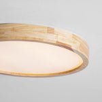 LED Flush Mount Ceiling Light with Rubberwood Frame & Dimmable Acrylic Panel for Bedroom Living Room Dining Room Kitchen Hallway Modern Mini