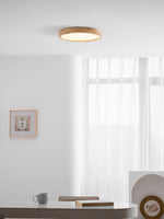 LED Flush Mount Ceiling Light with Rubberwood Frame & Dimmable Acrylic Panel for Bedroom Living Room Dining Room Kitchen Hallway Modern Mini