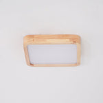 LED Flush Mount Ceiling Light with Rubberwood Frame & Dimmable Acrylic Panel for Bedroom Living Room Dining Room Kitchen Hallway Modern Mini