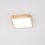 LED Flush Mount Ceiling Light with Rubberwood Frame & Dimmable Acrylic Panel for Bedroom Living Room Dining Room Kitchen Hallway Modern Mini