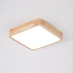 LED Flush Mount Ceiling Light with Rubberwood Frame & Dimmable Acrylic Panel for Bedroom Living Room Dining Room Kitchen Hallway Modern Mini