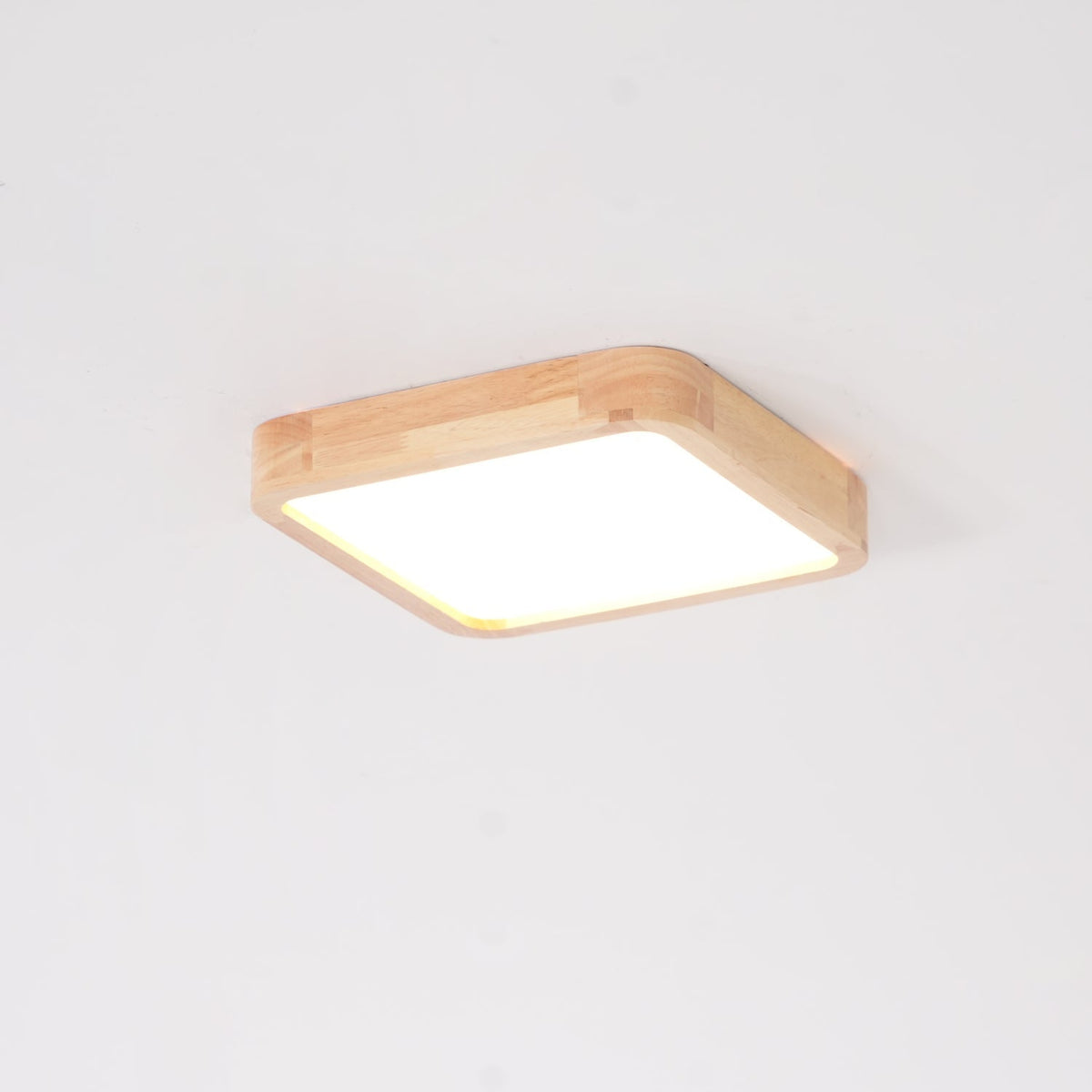 LED Flush Mount Ceiling Light with Rubberwood Frame & Dimmable Acrylic Panel for Bedroom Living Room Dining Room Kitchen Hallway Modern Mini