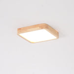LED Flush Mount Ceiling Light with Rubberwood Frame & Dimmable Acrylic Panel for Bedroom Living Room Dining Room Kitchen Hallway Modern Mini