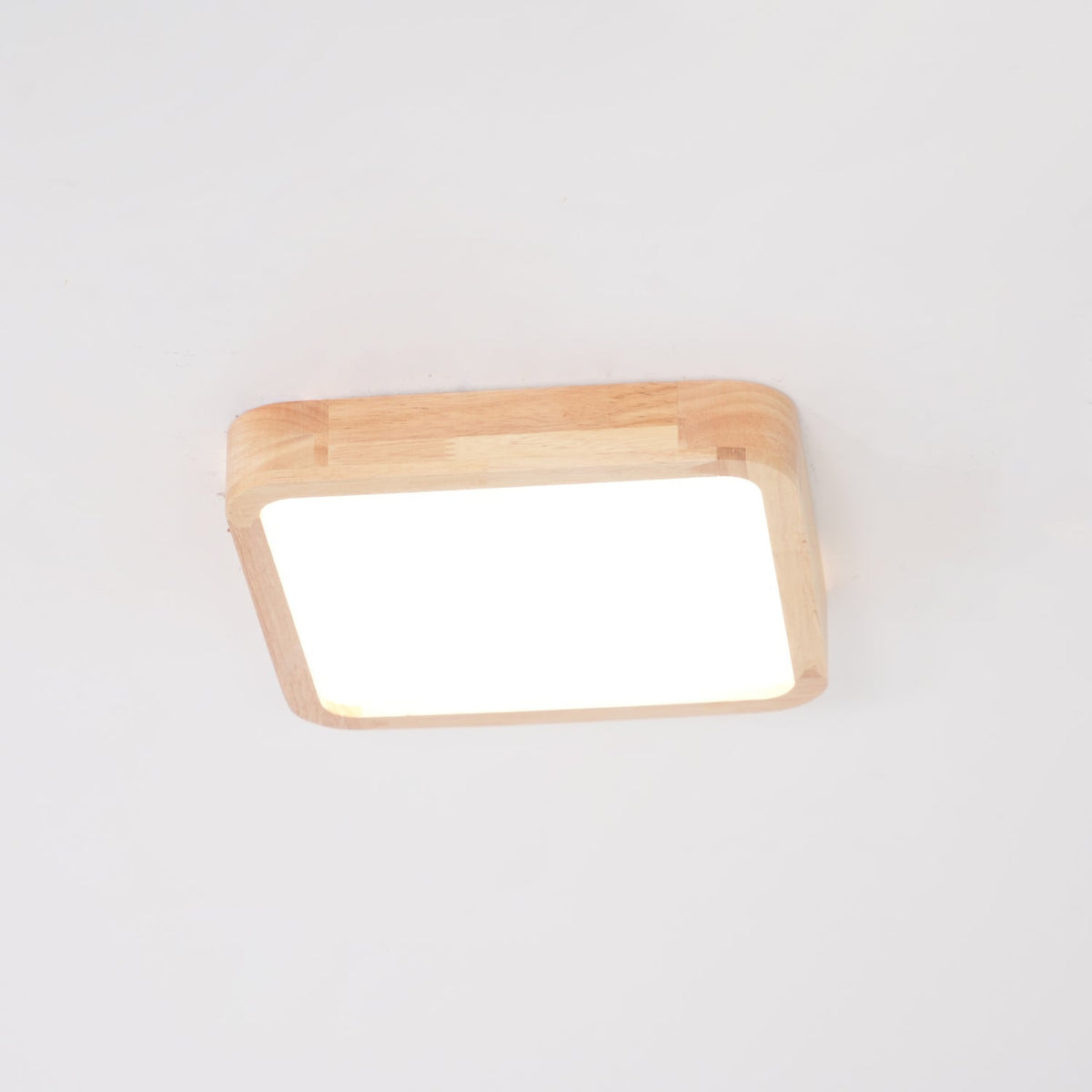 LED Flush Mount Ceiling Light with Rubberwood Frame & Dimmable Acrylic Panel for Bedroom Living Room Dining Room Kitchen Hallway Modern Mini