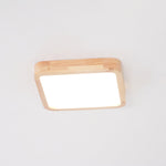 LED Flush Mount Ceiling Light with Rubberwood Frame & Dimmable Acrylic Panel for Bedroom Living Room Dining Room Kitchen Hallway Modern Mini