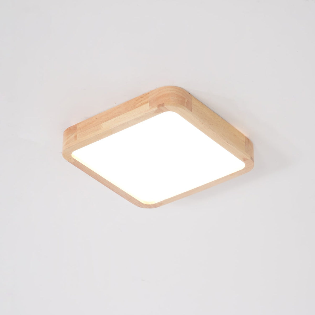 LED Flush Mount Ceiling Light with Rubberwood Frame & Dimmable Acrylic Panel for Bedroom Living Room Dining Room Kitchen Hallway Modern Mini