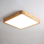 LED Flush Mount Ceiling Light with Rubberwood Frame & Dimmable Acrylic Panel for Bedroom Living Room Dining Room Kitchen Hallway Modern Mini