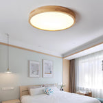 LED Flush Mount Ceiling Light with Rubberwood Frame & Dimmable Acrylic Panel for Bedroom Living Room Dining Room Kitchen Hallway Modern Mini