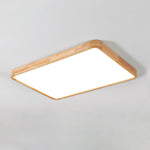 LED Flush Mount Ceiling Light with Rubberwood Frame & Dimmable Acrylic Panel for Bedroom Living Room Dining Room Kitchen Hallway Modern Mini