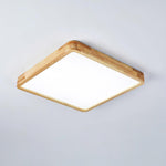 LED Flush Mount Ceiling Light with Rubberwood Frame & Dimmable Acrylic Panel for Bedroom Living Room Dining Room Kitchen Hallway Modern Mini