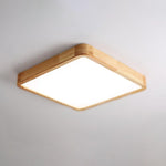 LED Flush Mount Ceiling Light with Rubberwood Frame & Dimmable Acrylic Panel for Bedroom Living Room Dining Room Kitchen Hallway Modern Mini