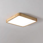 LED Flush Mount Ceiling Light with Rubberwood Frame & Dimmable Acrylic Panel for Bedroom Living Room Dining Room Kitchen Hallway Modern Mini