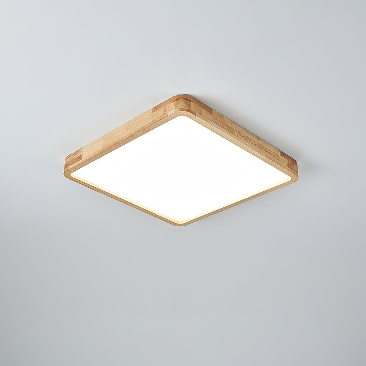 LED Flush Mount Ceiling Light with Rubberwood Frame & Dimmable Acrylic Panel for Bedroom Living Room Dining Room Kitchen Hallway Modern Mini