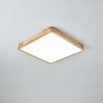 LED Flush Mount Ceiling Light with Rubberwood Frame & Dimmable Acrylic Panel for Bedroom Living Room Dining Room Kitchen Hallway Modern Mini