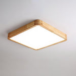 LED Flush Mount Ceiling Light with Rubberwood Frame & Dimmable Acrylic Panel for Bedroom Living Room Dining Room Kitchen Hallway Modern Mini