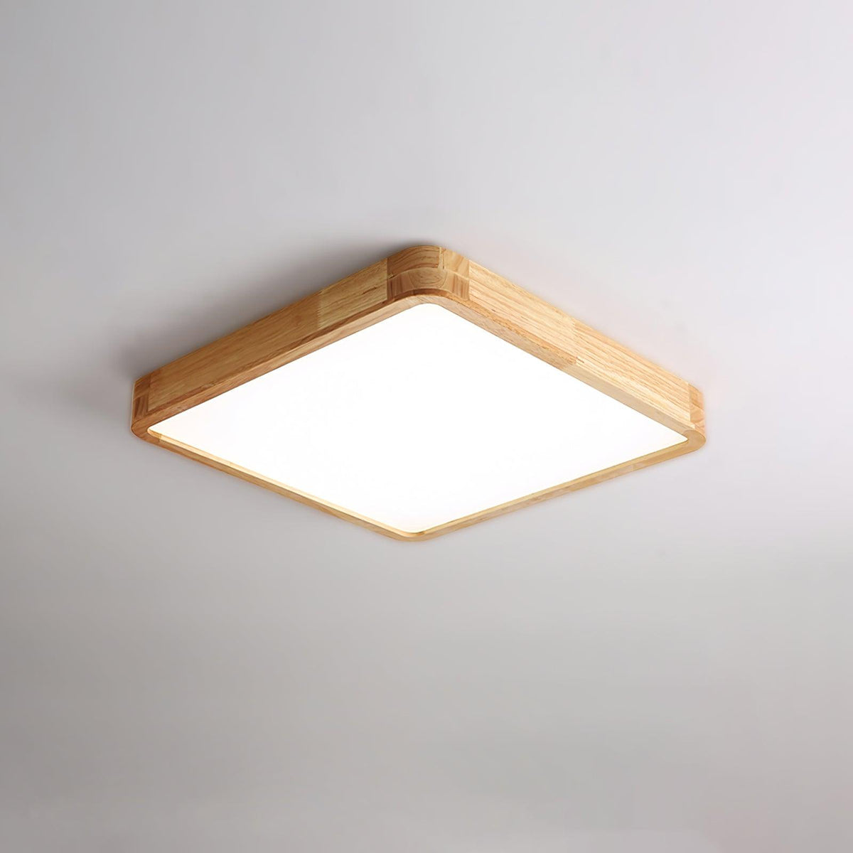 LED Flush Mount Ceiling Light with Rubberwood Frame & Dimmable Acrylic Panel for Bedroom Living Room Dining Room Kitchen Hallway Modern Mini