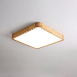 LED Flush Mount Ceiling Light with Rubberwood Frame & Dimmable Acrylic Panel for Bedroom Living Room Dining Room Kitchen Hallway Modern Mini