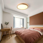 LED Flush Mount Ceiling Light with Rubberwood Frame & Dimmable Acrylic Panel for Bedroom Living Room Dining Room Kitchen Hallway Modern Mini