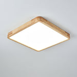 LED Flush Mount Ceiling Light with Rubberwood Frame & Dimmable Acrylic Panel for Bedroom Living Room Dining Room Kitchen Hallway Modern Mini