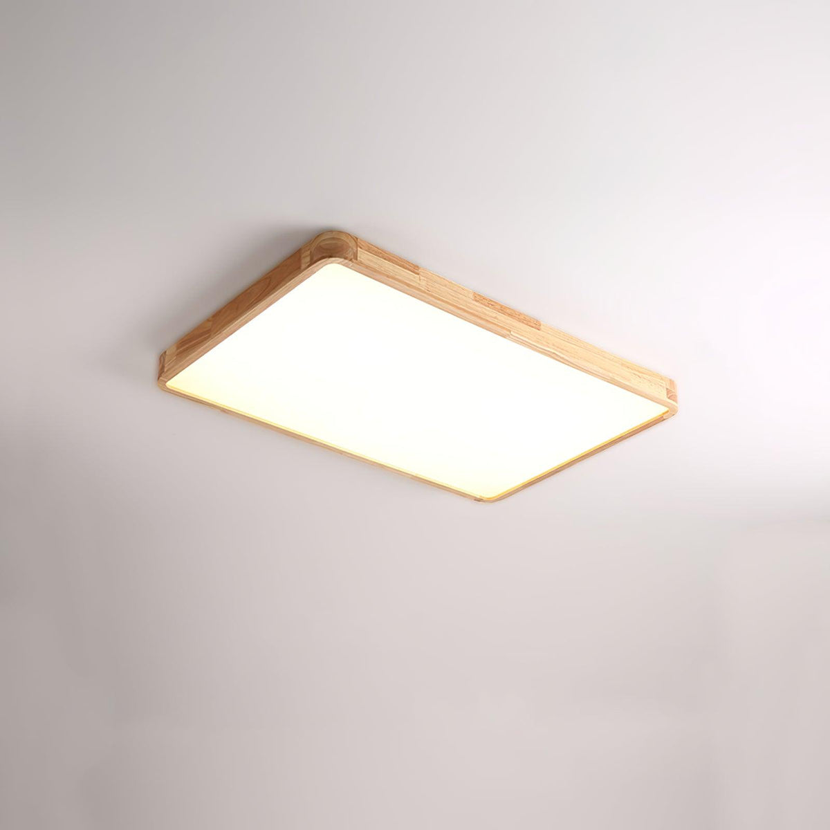 LED Flush Mount Ceiling Light with Rubberwood Frame & Dimmable Acrylic Panel for Bedroom Living Room Dining Room Kitchen Hallway Modern Mini