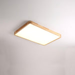LED Flush Mount Ceiling Light with Rubberwood Frame & Dimmable Acrylic Panel for Bedroom Living Room Dining Room Kitchen Hallway Modern Mini