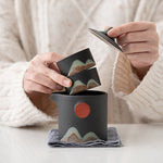 Ceramic Loose Leaf Tea Brewing Kit with Built-In Filter, Wooden Handle Teapot & Cups, Portable Tea Set for Camping, Office & Outdoor Use