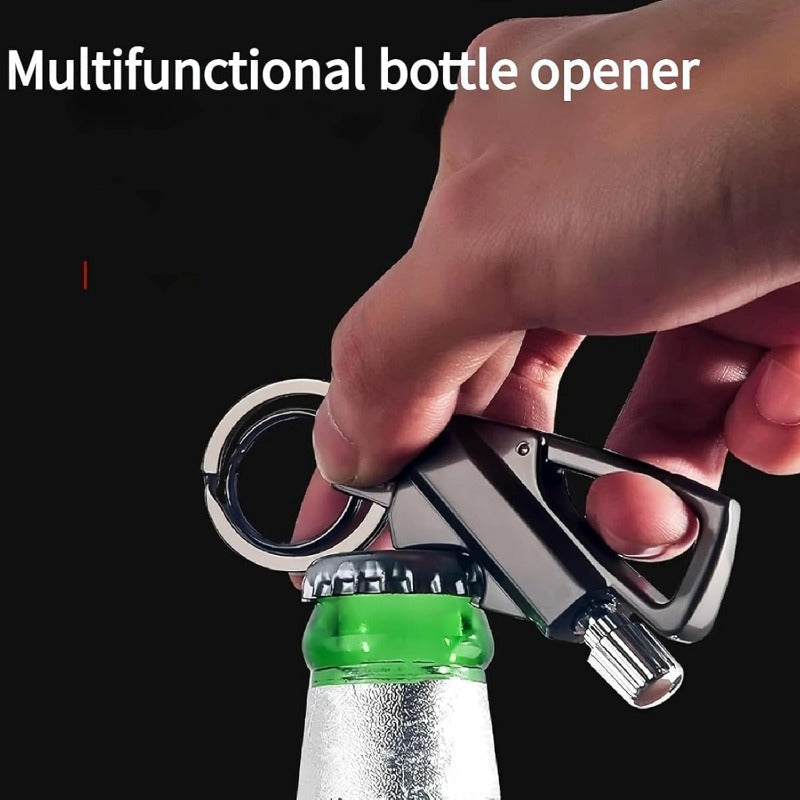 Refillable Fire Starter Keychain Bottle Opener Zinc Alloy 3.5 Inches Water-Resistant Windproof EDC Lighter Black Silver Gold for Camping Hiking S