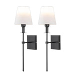 Cordless Battery-Powered Sconce with Remote 23 in Iron Fabric Indoor Outdoor Adjustable Reading Wall Light for Bedroom Living Room Patio Gar