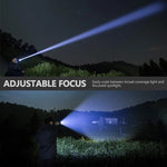 Rechargeable LED Tactical Flashlight USB Zoom Adjustable 90000 Lumen Handheld Torch for Camping Hiking Emergency