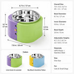 Dotisk 3-Level Adjustable Elevated Slow Feeder Bowl for Cats & Small Dogs - Stainless Steel Mealtime Bowl for Fast Eaters