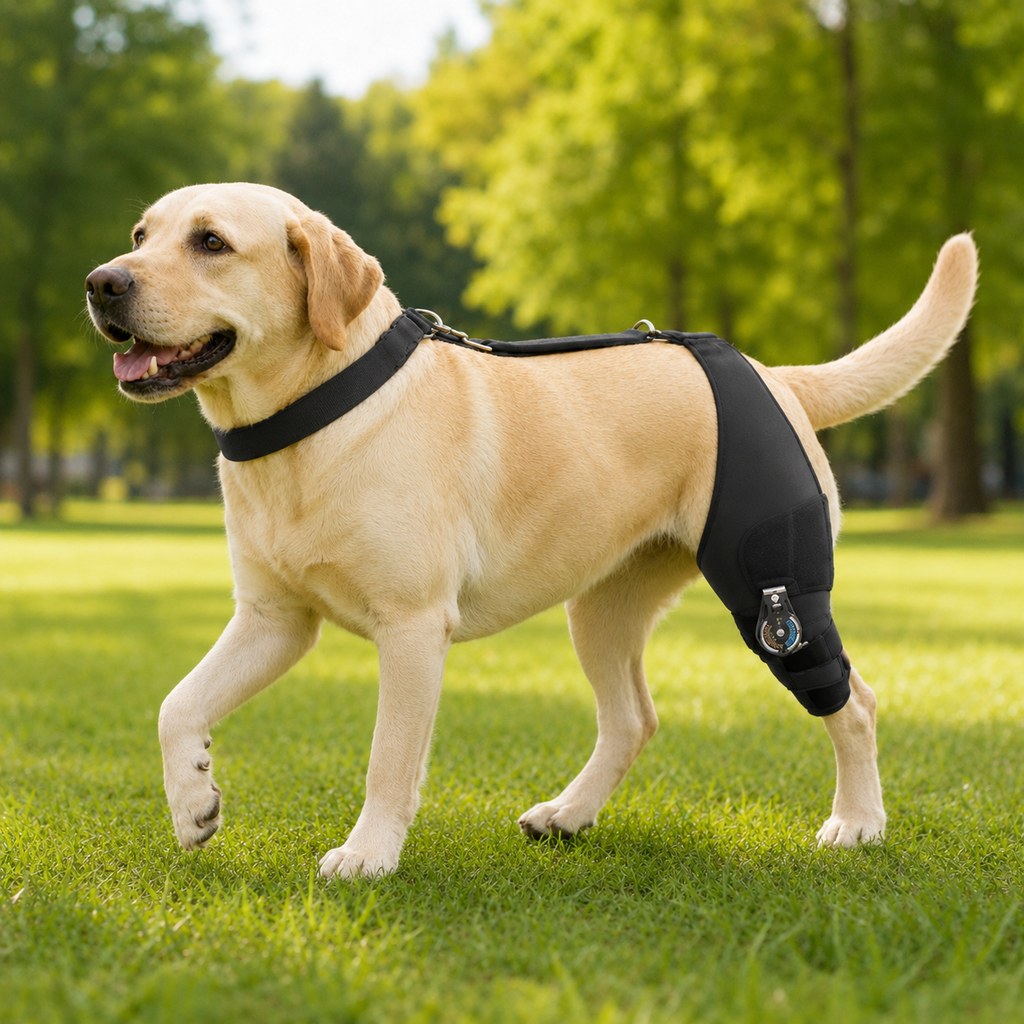 Dotisk Adjustable Hinged Dog Knee Brace for Daily Walks - Rear Leg Support for Unsteady Steps