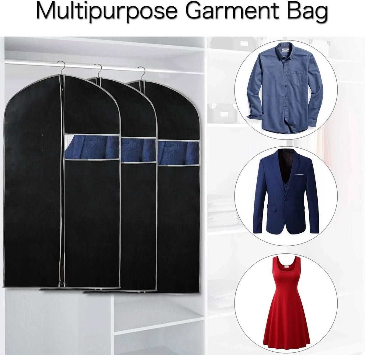 10-Pack Garment Storage Covers with Window