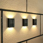 Outdoor Solar Wall Light Wireless Warm White LED Up Down Sconce IP44 Water-Resistant for Patio Pathway Deck Stairs Entryway Automatic Dusk to Daw