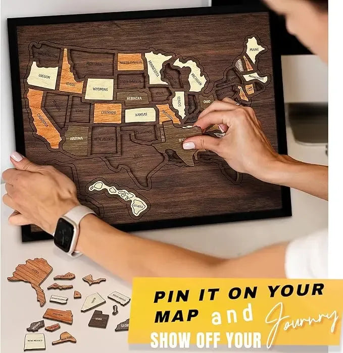 Wooden USA Travel Map Puzzle