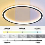 Dimmable Round LED Flush Mount Ceiling Light for Bedroom Living Room | Black White Metal Acrylic | Indoor Hardwired 12-20 Inch Fixture