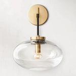 Amber Glass Sconce Light Fixture Copper Finish 10.6 inch for Bedroom Hallway Living Room Modern Wall Mount Accent Lighting