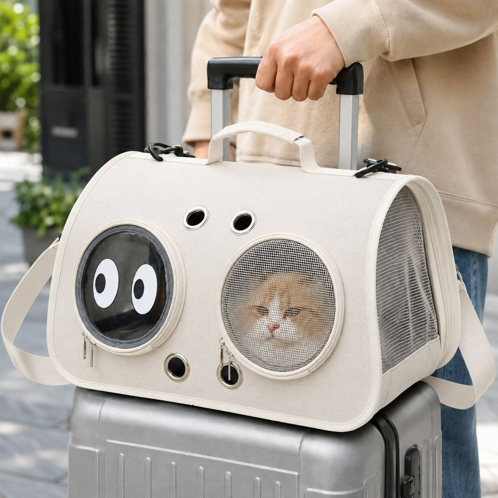 Dotisk Breathable Cat Travel Carrier for Road Trips & Vet Visits - Structured Foldable Soft-Sided Pet Bag
