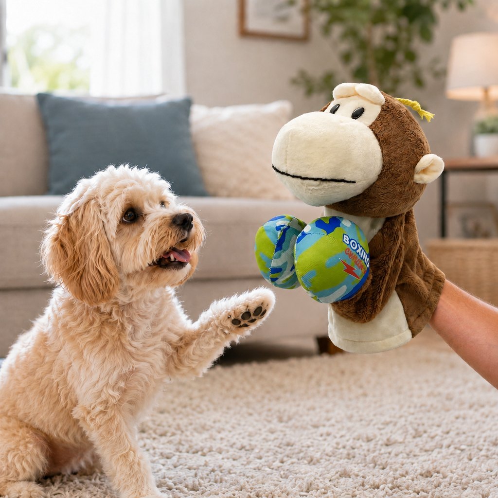 Dotisk Interactive Boxing Pet Puppet for Indoor Play – Squeeze-to-Punch Sound Toy for Bored Dogs & Cats