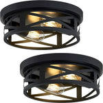 AOZTOMLUX - 2 Pack Black Industrial Flush Mount Ceiling Lights
