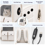 Dotisk USB-Powered Dual-Fan Cat Carrier Backpack for Vet Visits & Everyday Travel - Fan-Assisted Cooling for Less-Stuffy Trips